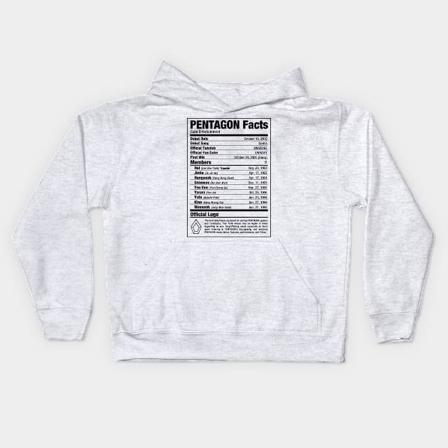 PENTAGON Kpop Nutritional Facts Kids Hoodie by skeletonvenus